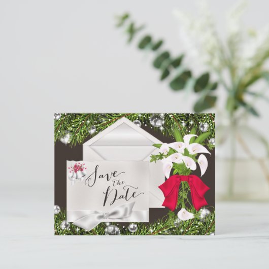 Carte Postale Faire-part Chic Noël Enregistrer la date (Debout devant)