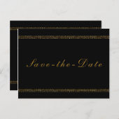 Carte Postale Faire-part Chic Noir et Or Élégance Étincelante Save the Date (Devant / Derrière)
