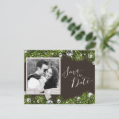 Carte Postale Faire-part Chic Photo de Noël Enregistrer la Date (Debout devant)