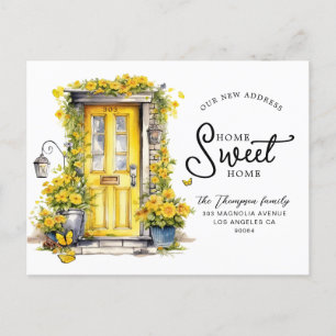 Carte Postale Faire-part Chic porte florale jaune Maison Douce Maison Démén