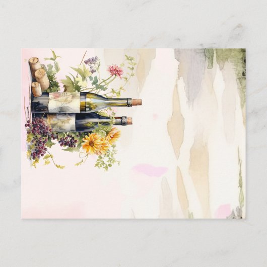 Carte Postale Faire-part Chic Rustic Winery Grapevine inspiré Mariage (Dos)