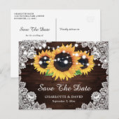 Carte Postale Faire-part Chic Rustique Bois Dentelle Soleil Enregistrer La  (Devant / Derrière)