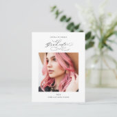 Carte Postale Faire-part Chic Script One Photo Graduation Party (Debout devant)