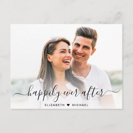 Carte Postale Faire-part Chic Script Photo Overlay Cream Fiançailles (Devant)