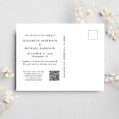 Carte Postale Faire-part Chic Script Photo QR Code Enregistrer La Date