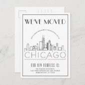 Carte Postale Faire-part Chicago Moderne Deco | Changement d'adresse (Devant / Derrière)