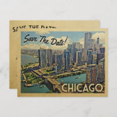 Carte Postale Faire-part Chicago Sauver La Date Illinois (Devant / Derrière)
