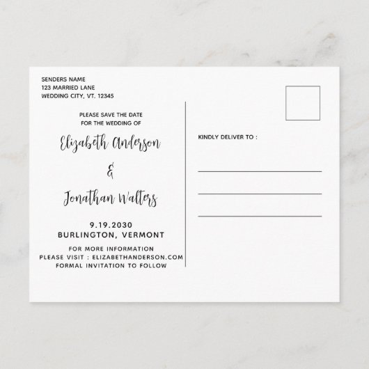 Carte Postale Faire-part Chien d'honneur Mariage de chien Date à retenir (Dos)