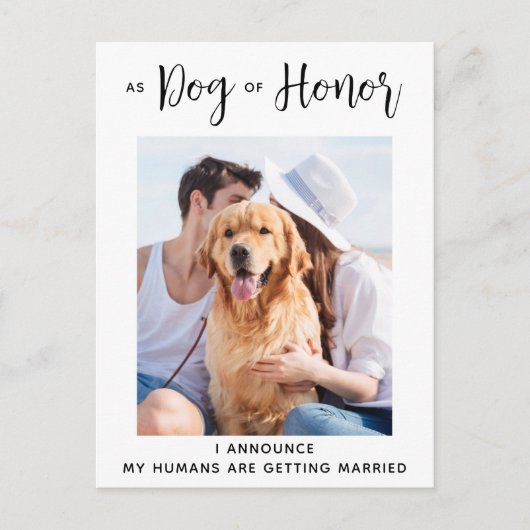 Carte Postale Faire-part Chien d'honneur Mariage de chien Date à retenir (Devant)