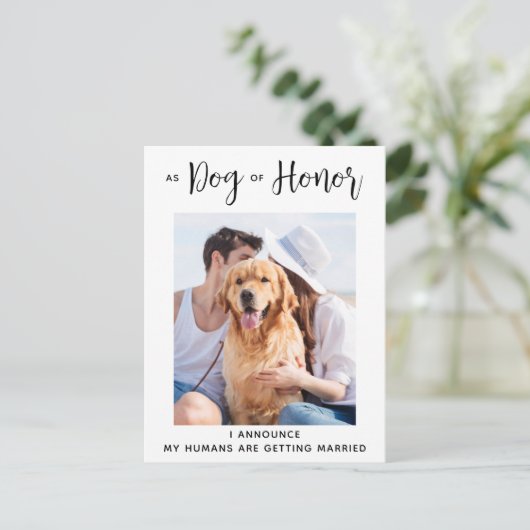 Carte Postale Faire-part Chien d'honneur Mariage de chien Enregistrer la da (Debout devant)
