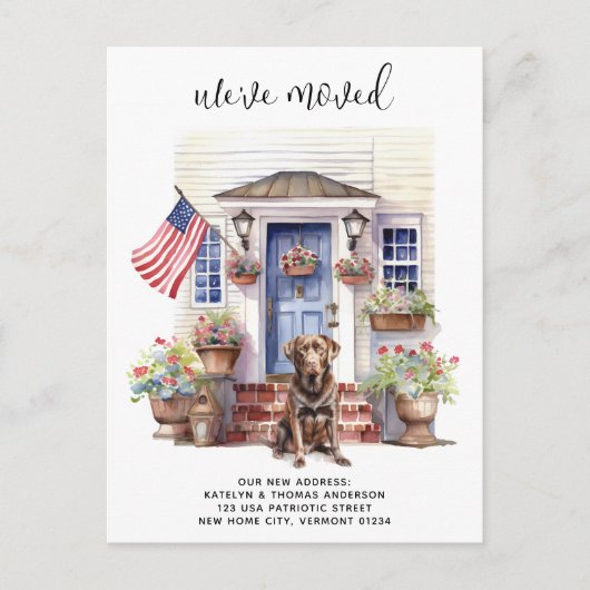 Carte Postale Faire-part Chien en mouvement personnalisé labrador chocolat (Devant)