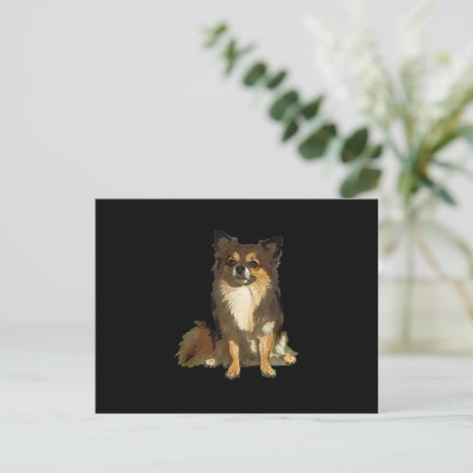 Carte Postale Faire-part Chien graphique long Haired Chihuahua mignon (Debout devant)