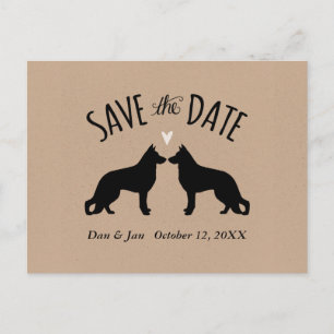 Carte Postale Faire-part Chiens de berger allemands Mariage Enregistrer la 