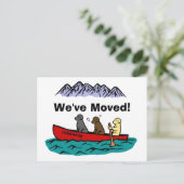 Carte Postale Faire-part Chiens Labradors Retrievers en canoë Nouvelle Adre (Debout devant)