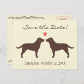 Carte Postale Faire-part Chocolat Labradors Chiens Mariage Enregistrer la d (Devant / Derrière)