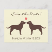 Carte Postale Faire-part Chocolat Labradors Chiens Mariage Enregistrer la d (Devant)