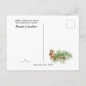 Carte Postale Faire-part Chouette aquarelle Noël bébé attend une photo (Dos)