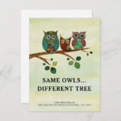 Carte Postale Faire-part Chouette blanche mignonne Aquarelle Nouvelle adres (Devant / Derrière)