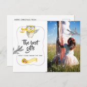 Carte Postale Faire-part Chouette d'hiver Chouette d'hiver Noël bébé attend (Devant / Derrière)