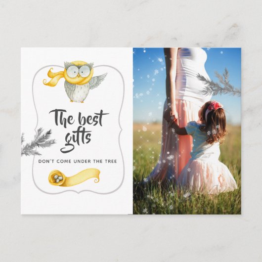 Carte Postale Faire-part Chouette d'hiver Chouette d'hiver Noël bébé attend (Devant)