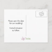 Carte Postale Faire-part Chouette rose Enregistrer La Date (Dos)