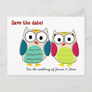 Carte Postale Faire-part Chouettes Mignonnes Sauvent la Date