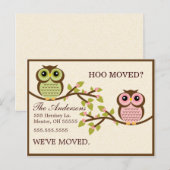 Carte Postale Faire-part Chouettes sur les succursales Déménagement Annonce (Devant / Derrière)