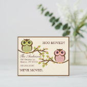 Carte Postale Faire-part Chouettes sur les succursales Déménagement Annonce (Debout devant)