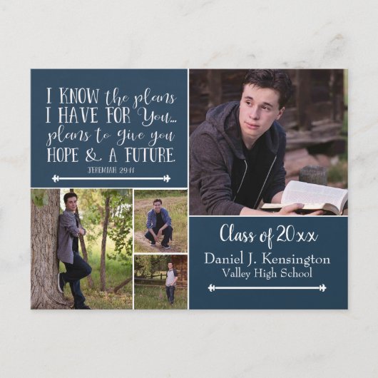 Carte Postale Faire-part Christian Bible Verse Photo Graduation Collage (Devant)