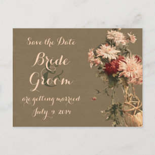 Carte Postale Faire-part Chrysanthèmes dans une bouteille Enregistrer la da