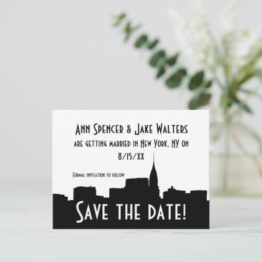 Carte Postale Faire-part Chrysler 01B Silhouette à travers NYC Enregistrez  (Debout devant)