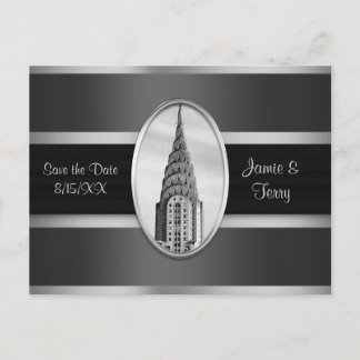 Carte Postale Faire-part Chrysler Building Enregistrer la Date Gris Argent