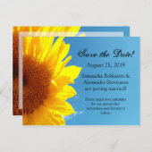 Carte Postale Faire-part Ciel bleu d'été Tournesol jaune Enregistrer la dat (Devant / Derrière)