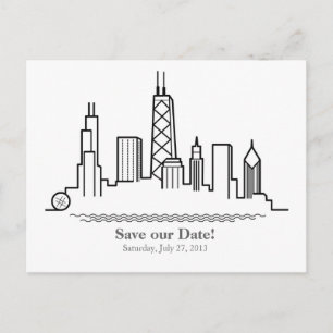 Carte Postale Faire-part Ciel de Chicago, Sauvegarder la date de la ville