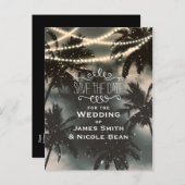 Carte Postale Faire-part Ciel de Nuit Enchanté Palmiers & Lumières Sauvegar (Devant / Derrière)