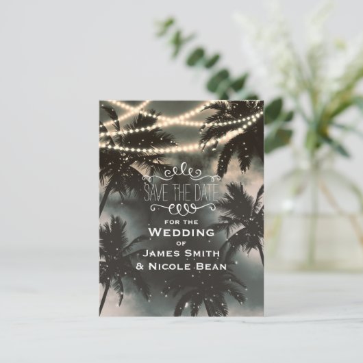 Carte Postale Faire-part Ciel de Nuit Enchanté Palmiers & Lumières Sauvegar (Debout devant)
