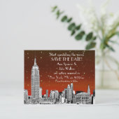 Carte Postale Faire-part Ciel de NYC 01 Gravé Étoile Rouge Save the Date (Debout devant)