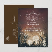 Carte Postale Faire-part Ciel rustique enchanté étoiles et feuillage à rete (Devant / Derrière)