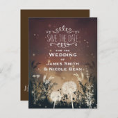 Carte Postale Faire-part Ciel rustique enchanté étoiles et feuillage Save T (Devant / Derrière)