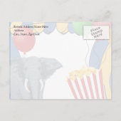 Carte Postale Faire-part Cirque Carnaval Personnalisé Anniversaire (Dos)