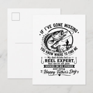 Carte Postale Faire-part Citation de papa pêcheur drôle Vintage Fête des Pè