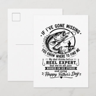 Carte Postale Faire-part Citation de papa pêcheur drôle Vintage Fête des Pè