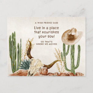 Carte Postale Faire-part Citation Motivante Cactus du Désert Nouvelle Adres