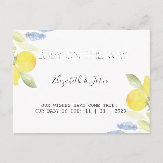 Carte Postale Faire-part Citrons à l'aquarelle (Devant)