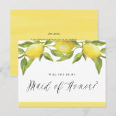 Carte Postale Faire-part Citrons et Verdure Seras-tu ma Demoiselle d'Honneu (Devant / Derrière)