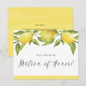 Carte Postale Faire-part Citrons et Verdure Veux-tu être ma Demoiselle d'Ho (Devant / Derrière)