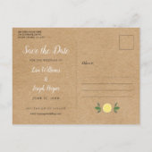 Carte Postale Faire-part Citrons rustiques élégants Enregistrez la date (Dos)