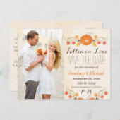 Carte Postale Faire-part Citrouille Monogram Automne Mariage Enregistrer la (Devant / Derrière)