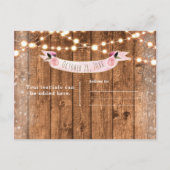 Carte Postale Faire-part Citrouille Rose Automne Rustique Bois Lumières Sau (Dos)