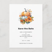 Carte Postale Faire-part Citrouilles d'automne avec Fleurs et Mariage de fe (Devant)